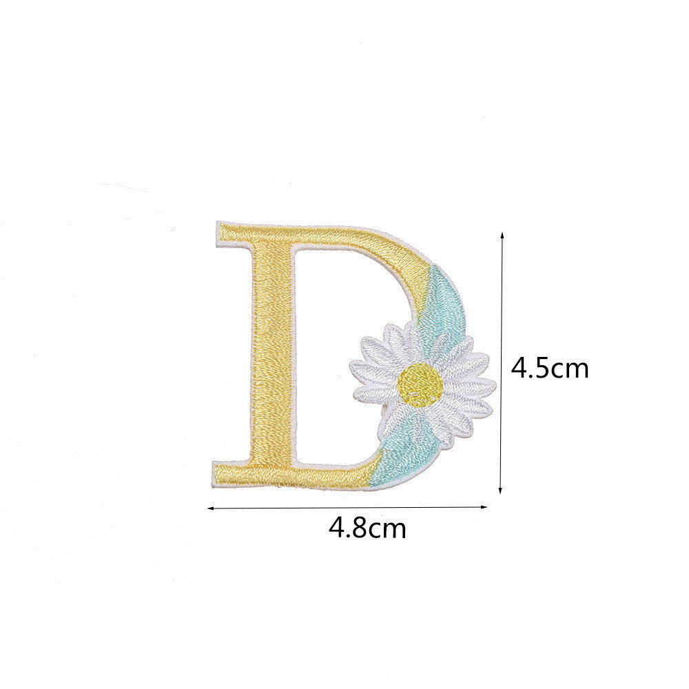 Flower Letter Patch Iron on or Sew on Alphabet Embroidery Clothing Patches
