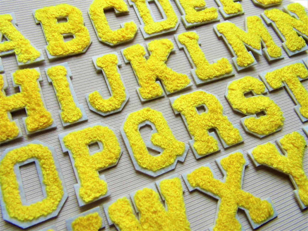 3D Yellow Varsity Chenille Patch Letter Patches Iron Sew on Alphabet 5cm