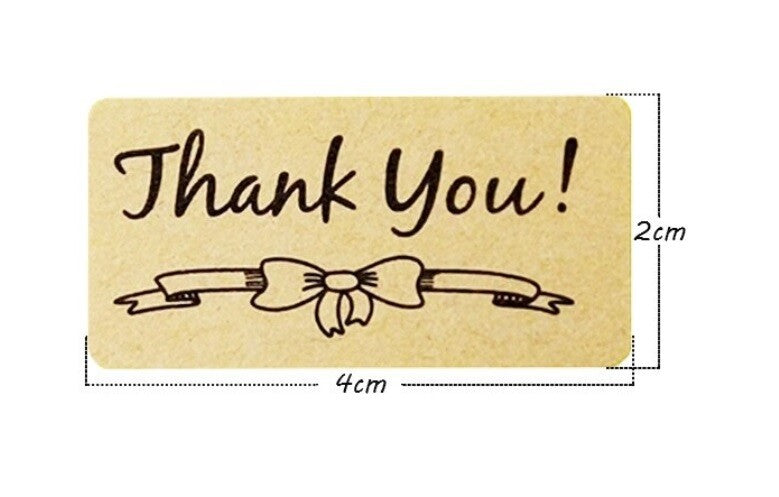 Sticky Labels 'Thank You' Bow Ribbon Gift Craft Stickers Label Seals 4x2cm
