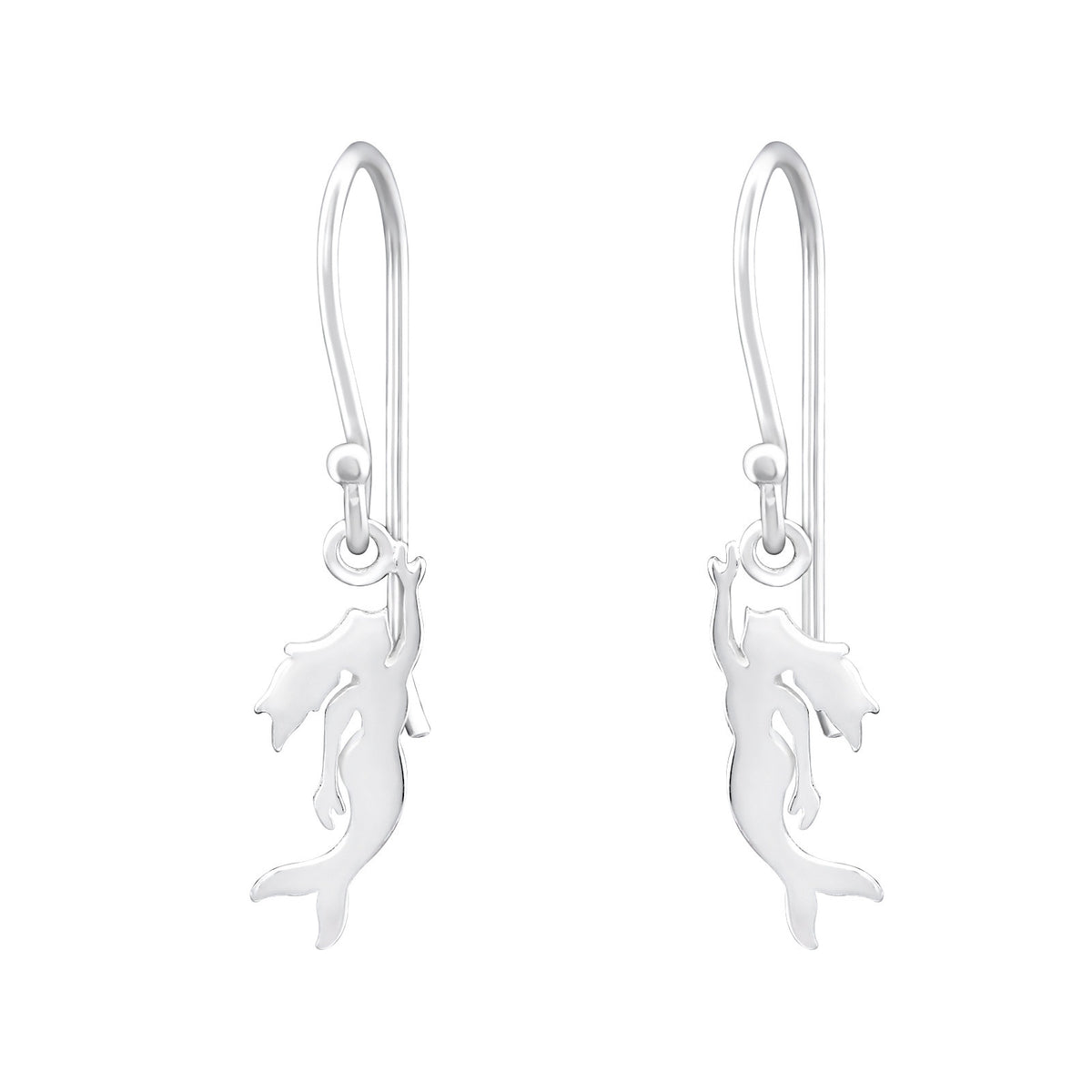 925 Sterling Silver Magical Mermaid Hoop Earrings & Gift Box - Silver Swimming Hooks