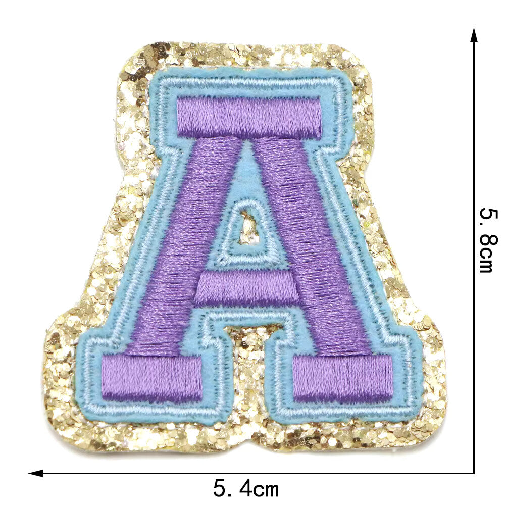 3D Gold & Coloured Patch Embroidered Letter Patches Iron on Alphabet 6cm
