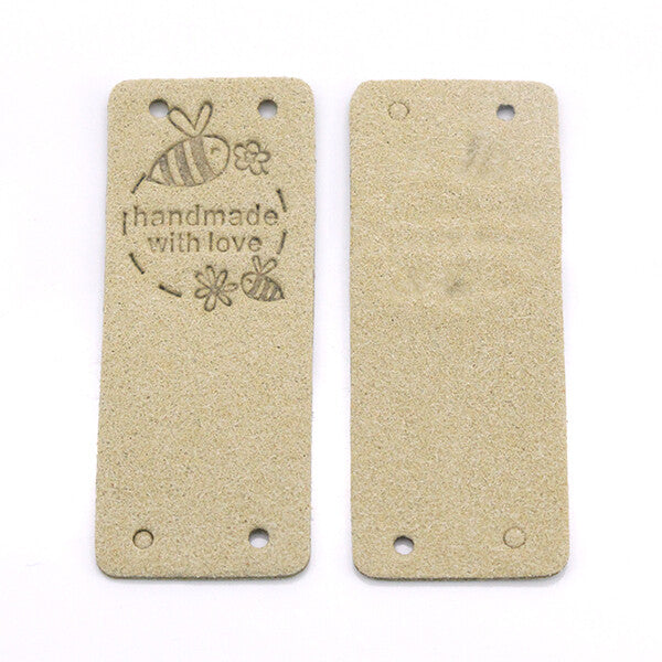Bee Faux Suede Leather Labels Made with Love Clothing Tag Label Tags 2x5cm