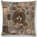 Vintage Design Animal Gems Minerals Floral Nature Plant Cushion Covers 17" x 17" - Birds & Nest