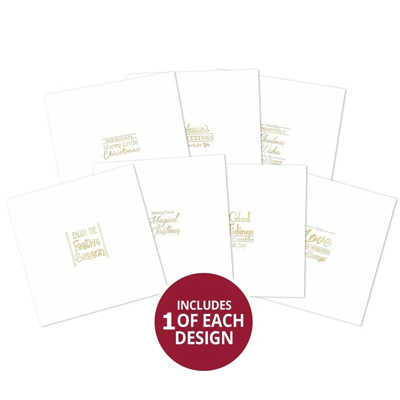 Hunkydory Trim Me! Foiled Inserts Birthday Everyday Christmas - Pack of 7 Sheets - Christmas 2 Gold