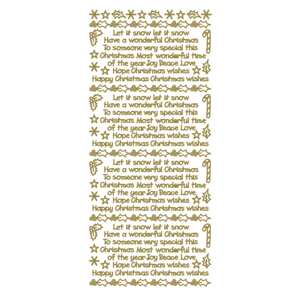 Merry Christmas Happy Christmas Peel Off Sticker Card Making Craft Stickers - Sentiments Gold (220600)