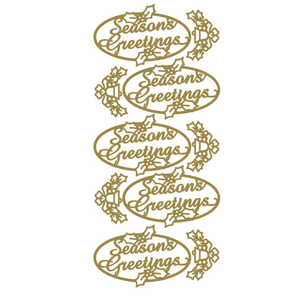 Merry Christmas Happy Christmas Peel Off Sticker Card Making Craft Stickers - Seasons Greetings Gold (1.6580)