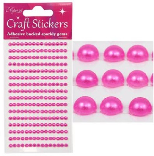 3D Stickers Pearl Dots Sparkly Glitter Gem Card Craft Wedding Self Adhesive - 4mm Fuchsia (240 gems)