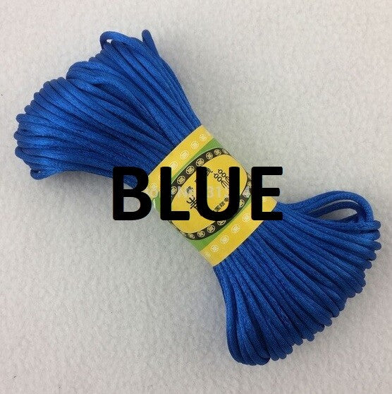 Cord Silky Satin Kumihimo Braiding Rattail Macrame 2mm Thick 5/10/20 Meter - Blue