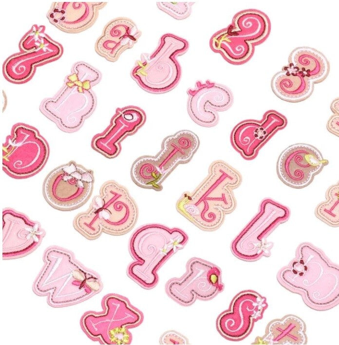 Pink Letter Patch Iron or Sew on Alphabet Embroidery Customise Clothing 4x3cm