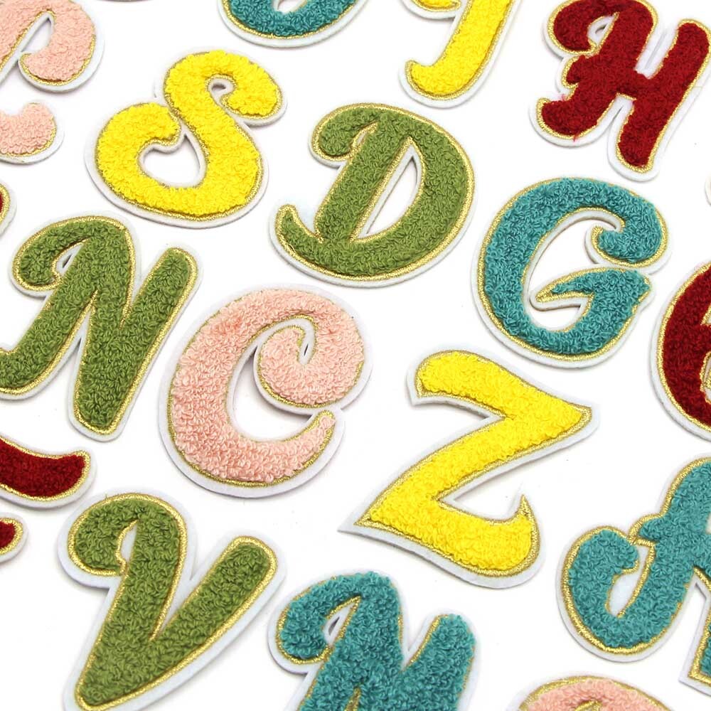 5 Colours Chenille Patch Letter Patches Iron on Sew on Alphabet Embroidery