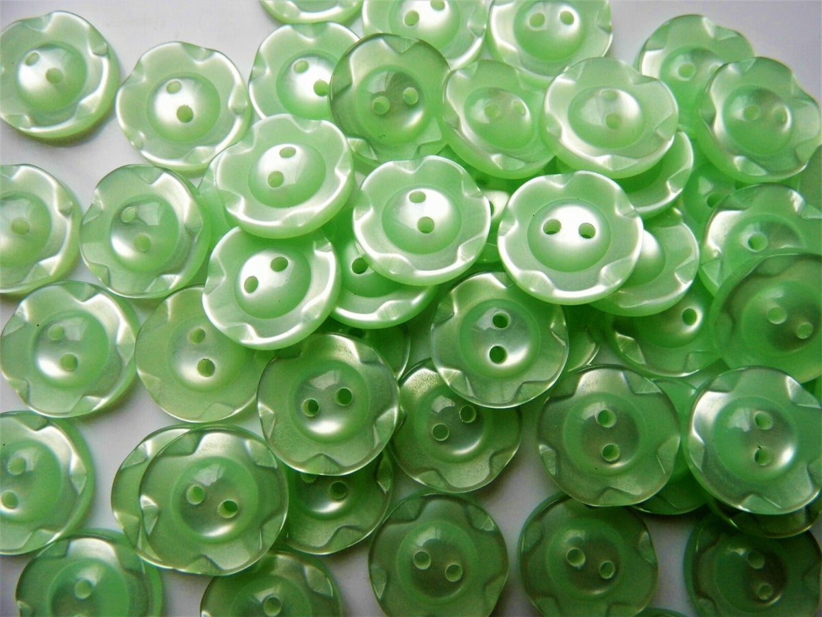 Fruit Gum Baby Buttons Dished Edge 11mm 14mm 16mm Dish Edged Button - Mint