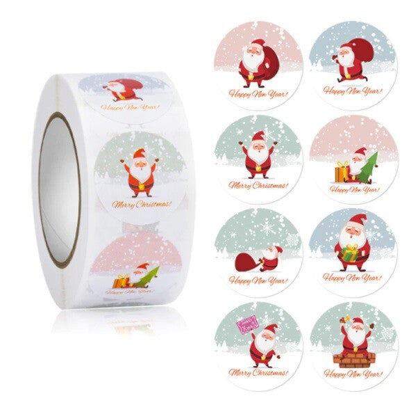 Christmas Stickers Labels Seals Gift Craft Xmas Card Making Festive Label 25mm - Design 4