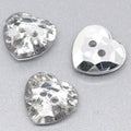 Diamante Heart Crystal Buttons Gem Hearts 2 Hole Sewing Craft 20/50/100/200