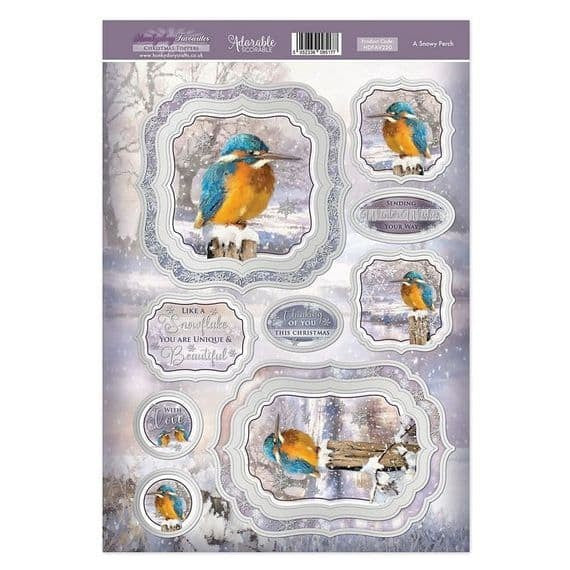 Hunkydory Christmas A4 Card Die Cut Topper Sheet Luxury Toppers for Craft Cards - A Snowy Perch