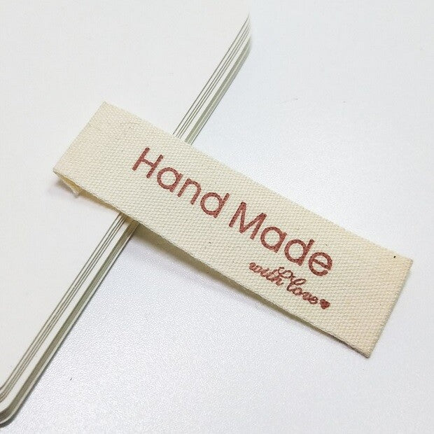 Cream Fabric Labels Hand Made Sew On Garment Clothing Craft DIY Tags 55x15mm #2 - 5