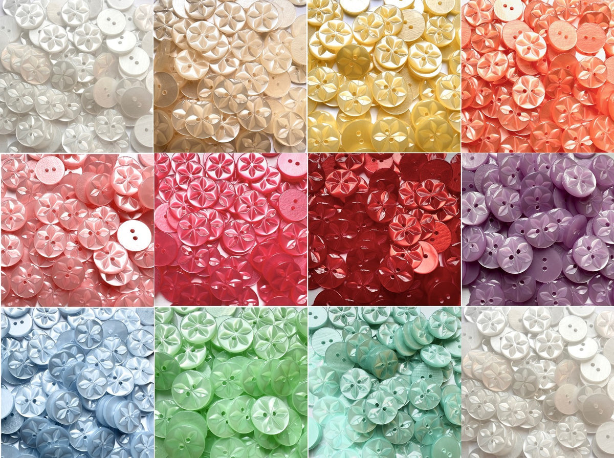 Star Buttons Round Star Pattern Baby Button - 11 Colours - 11.5mm, 14mm, 16mm