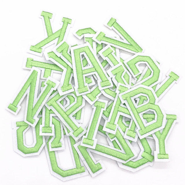 Lime Green Letter Patch Patches Iron or Sew on Alphabet Embroidery Customise