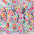 Colourful Pearl Rhinestone Letter Patch Patches Iron on Sew on Alphabet Crystal