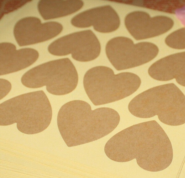 100 x Various Designs Blank Craft Sticker Labels Craft Card Sealing Stickers - Heart