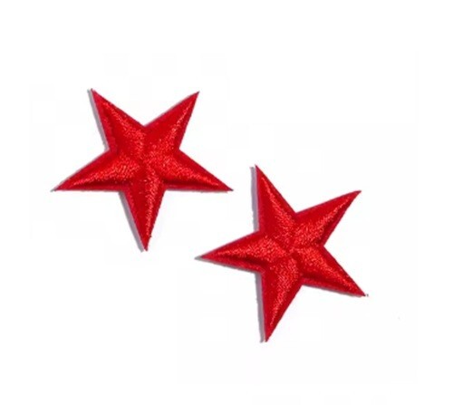 2 Red Star Patches Iron On Sew On Stars Patch Embroidered Applique Badges