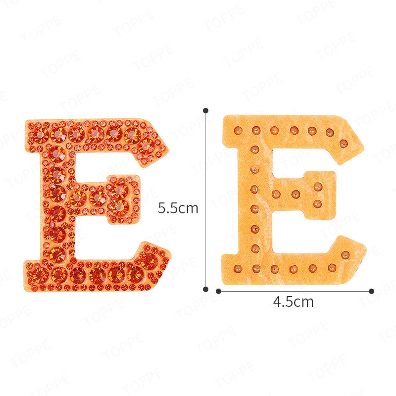5.5cm 3D Rhinestone Orange Patches Letter Alphabet Patch Iron on Letters Words