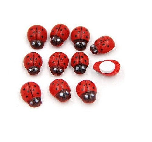 Self Adhesive Stick On Wooden Ladybird Ladybug Insect Decal Craft Decoration