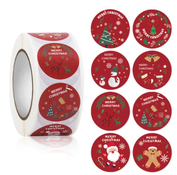 Christmas Stickers Labels Seals Gift Craft Xmas Card Making Festive Label 25mm - Design 6