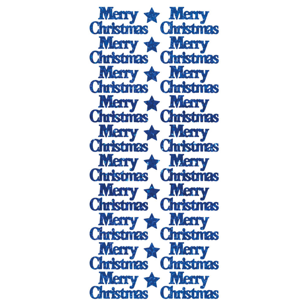 Merry Christmas Peel Off Sticker Sheet for Card Making Craft Scrapbooking Crafts - Blue