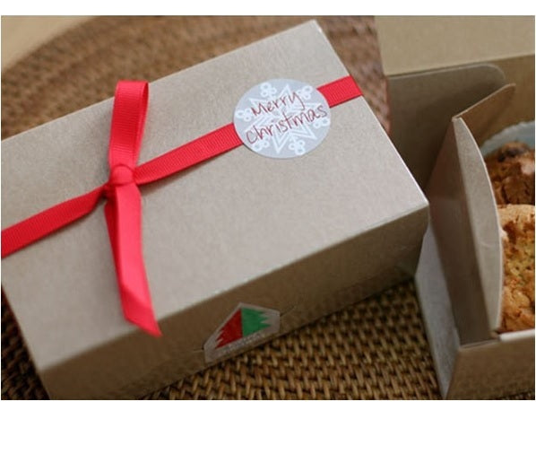 Round Labels 'Merry Christmas' Snowflake Gift Seal Christmas Present Stickers