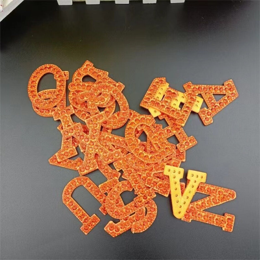 5.5cm 3D Rhinestone Orange Patches Letter Alphabet Patch Iron on Letters Words