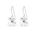 925 Sterling Silver Dangle Drop Heart Earrings & Gift Box - Crystal