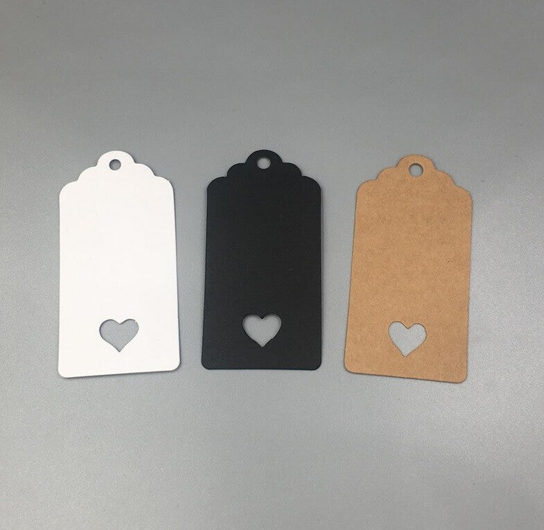 Rectangle Hollow Heart Blank Craft Paper Tags Gift Wedding Hand Made 4x2cm