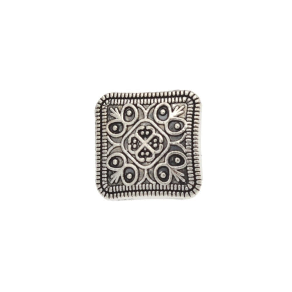 Antique Silver Metal Buttons Flower Square Round Side Shank
