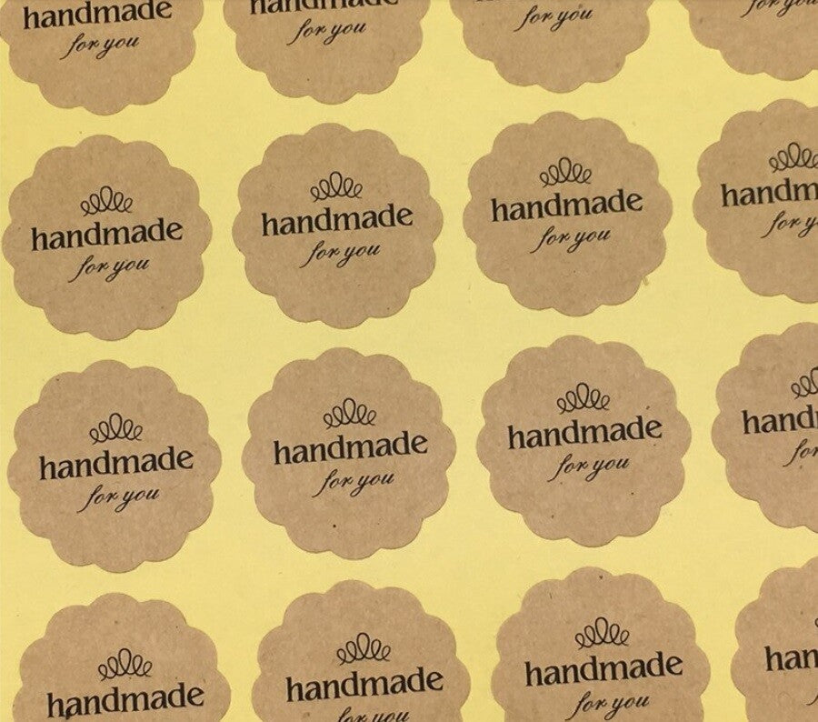 Round Paper Labels 'Handmade for You' Gift Food Paper Craft Sticker 3cm