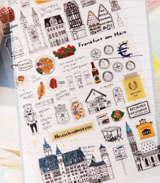 Germany Frankfurt Transparent Scrapbook Diary Album Decor Stickers Scrapbook