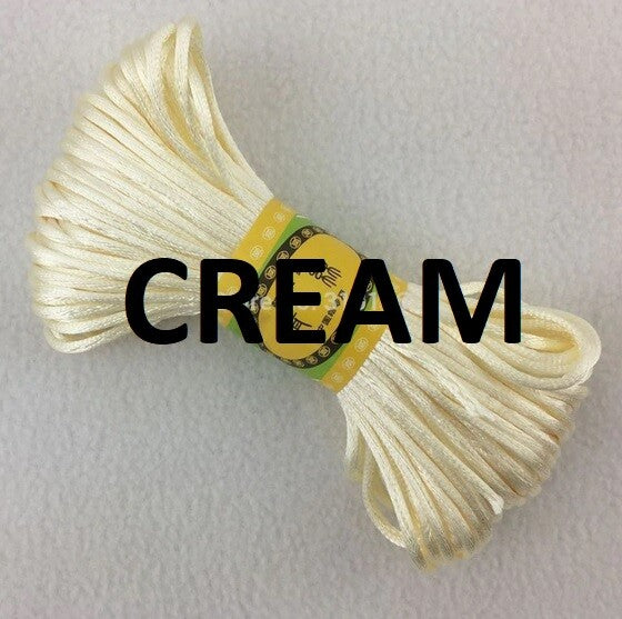 Cord Silky Satin Kumihimo Braiding Rattail Macrame 2mm Thick 5/10/20 Meter - Cream