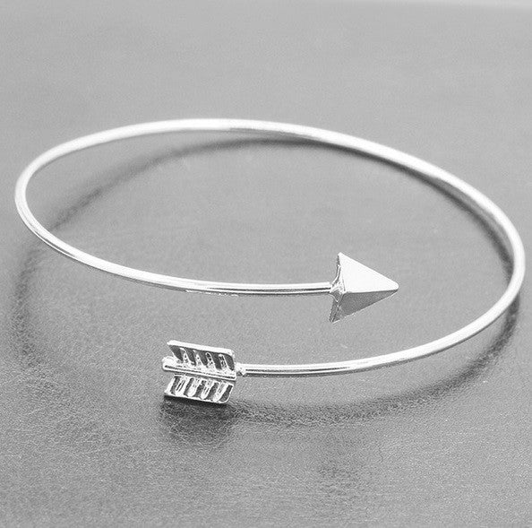 Arrow Courage Bravery Bangle Cuff Bracelet Bangle Gold or Silver - Silver