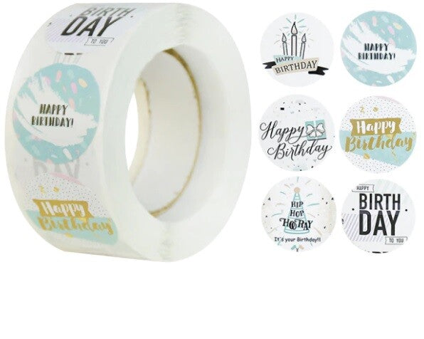 Happy Birthday Stickers Labels Seals Gift Craft Party Card Making Label 25mm - Design 8
