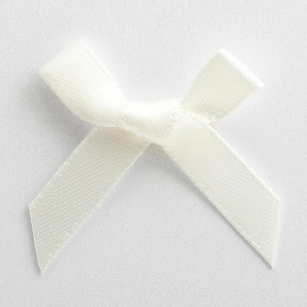 3cm Satin Bows 6mm Bow Pre Tied Ribbon Sewing Crafts Wedding Cards Scrapbook - Ivory
