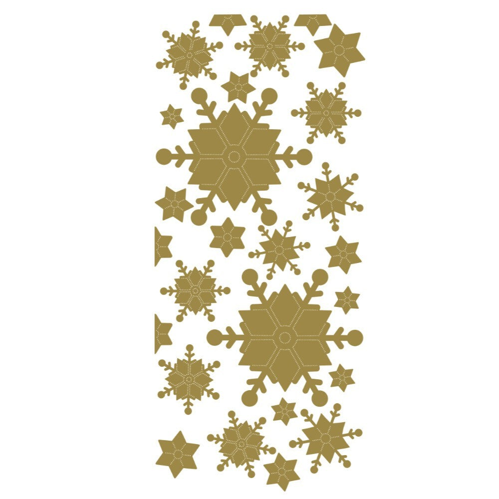 Christmas Peel Off Sticker Snowflake Star Santa Reindeer Snowman Craft Stickers - Snowflakes Gold (203100)