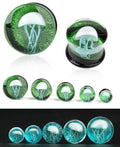 3D Glass Jellyfish Ear Plugs Flesh Tunnels Stretcher Expander 8mm-16mm
