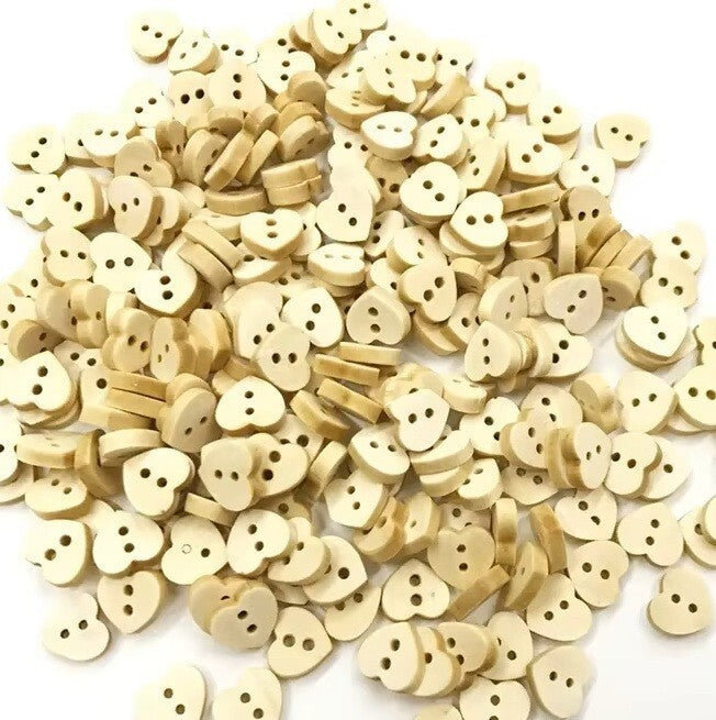 Natural Heart Shaped Wooden Buttons Sewing Wood Hearts Craft 2 Hole 12mm