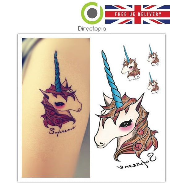 Unicorn Tattoo Kawaii Harajuku Waterproof Body Art Stickers Removable