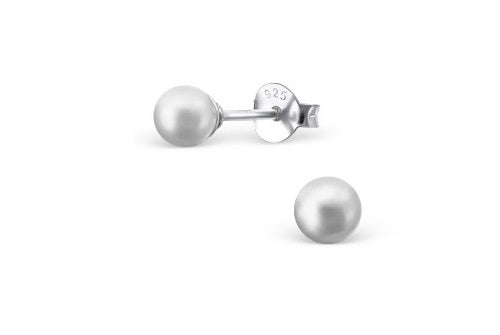925 Sterling Silver Pearl Stud Earrings Many Colours Elegant Wedding & Gift Bag - Light Grey