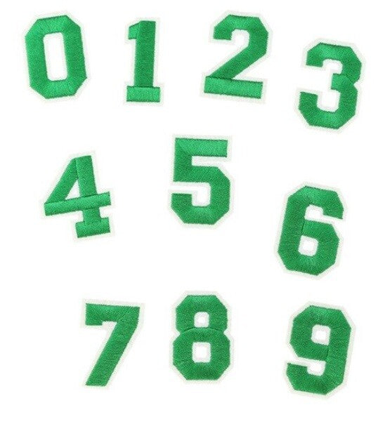 Number Patch Iron or Sew on Numbers Varsity Patches Customise Clothing 5x3cm - Green