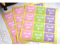 Square Label 'Thank you' Gift Food Craft Stickers Seal Labels Green Pink Lilac