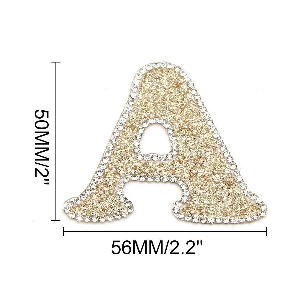 3D Multicoloured Pink Gold Glitter Letter Patch Iron on Alphabet Patches 5cm