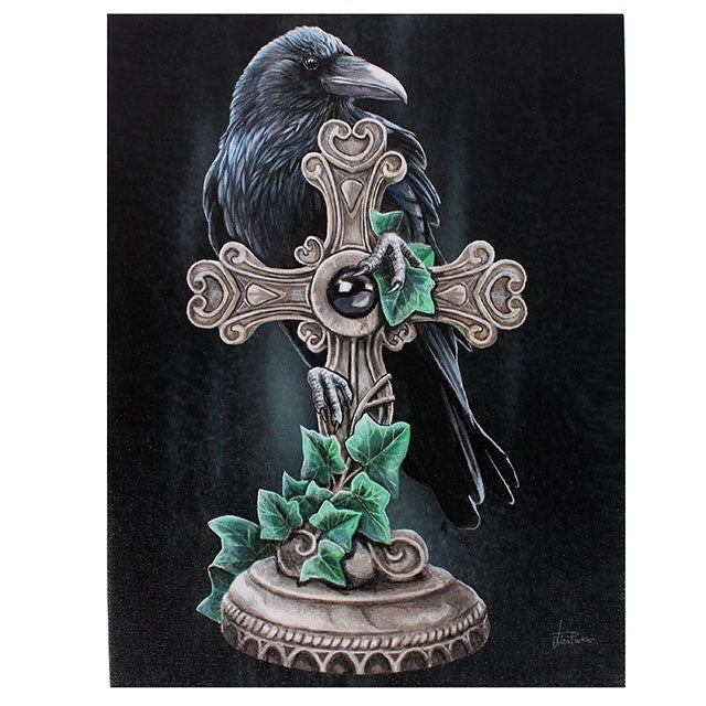'The Fallen Crow' Canvas in Wooden Frame By Lisa Parker 25.4cm x 19.3cm