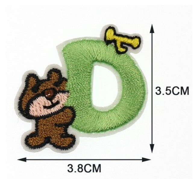 Animal Cartoon Kids Letter Patch Iron or Sew on Alphabet Embroidery Customise