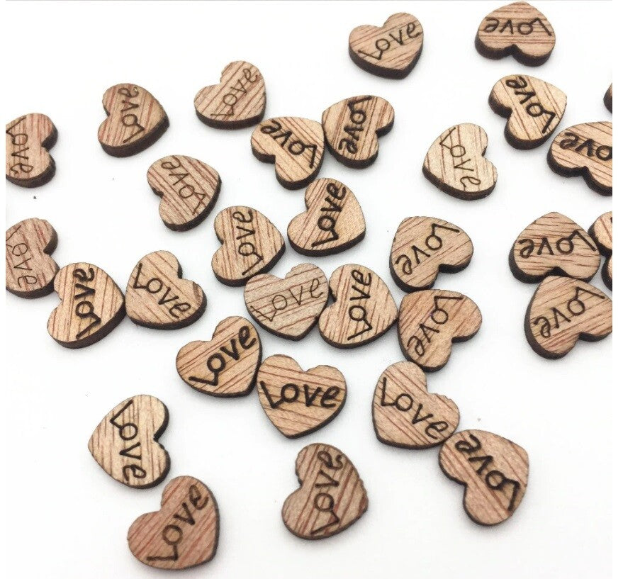 Wooden Wood Love Hearts Craft Embellishments Wedding Table Scatter 10mm